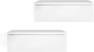 KOMTO Wandregal mit Schublade Weiß - Nachttisch Hängend 2er Set Nachttisch Wandm