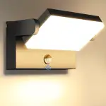 ledmo 60W Außenlampe mit Bewegungsmelder Aussen Wandleuchten mit 360° Schwenkbar LED Panel 3000K Warmweiß Außenwandleuchte Wasserdicht IP65 Schwarz