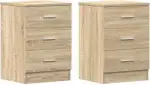vidaXL 2X Nachtschrank 3 Schubladen Nachttisch Nachtkonsole Nachtschränckchen Nachtkommode Couchtisch Sonoma-Eiche 38x35x56cm Holzwerkstoff