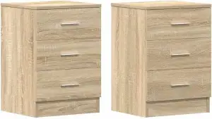 vidaXL 2X Nachtschrank 3 Schubladen Nachttisch Nachtkonsole Nachtschränckchen Na