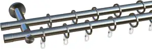 tilldekor Gardinenstange nach Maß, Andrax, 2-Lauf, Edelstahl-Optik 20 mm Durchme