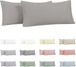 Kissenbezug 40 x 80 2er Set - 100% Jersey Mikrofaser Kissenbezüge Grau, Kopfkissenbezug 40x80 - Kissenhülle für Kissen 40x80 cm mit Reißverschluss, Weich und Bügelfrei