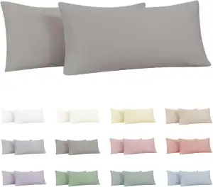 Kissenbezug 40 x 80 2er Set - 100% Jersey Mikrofaser Kissenbezüge Grau, Kopfkiss