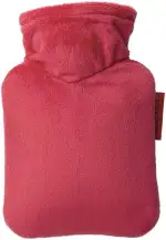 Hugo Frosch Mini-Wärmflasche 0,2l – Made in Germany – mit kuscheligem Velourbezug Tomatenrot – kleine, auslaufsichere Bettflasche für unterwegs – mit waschbarem Bezug