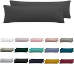 Seitenschläferkissen Bezug 40 x 145 2er Set - Kissenbezug 40x145 cm Anthrazit, 100% Mikrofaser kopfkissenbezug mit Reißverschluss, Weich und Bügelfrei
