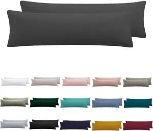 Seitenschläferkissen Bezug 40 x 145 2er Set - Kissenbezug 40x145 cm Anthrazit, 1