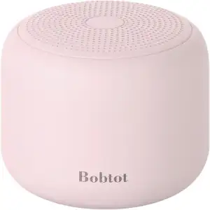 Bobtot Tragbarer Bluetooth-Lautsprecher, kabelloser wasserdichter Lautsprecher mit lautem Stereo-Sound, 15 Stunden Spielzeit, wiederaufladbarer Akku, integriertes Mikrofon mit Gurt (Rosa)