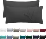 Kissenbezug 40 x 80 2er Set - kopfkissenbezug 40x80 cm Anthrazit, 100% Mikrofaser kissenbezüge mi...