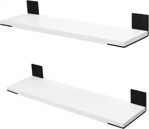 Aimato Wandregal 60cm 2er Set, Massivholz Hängeregale mit Stahlwinkel, 15kg Trag