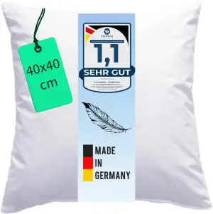 Luxusfeder Sofakissen 40x40 cm Daunen Füllung 300g - Bezug 100% Baumwolle - Daun