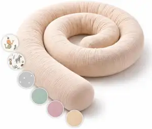 Seitenschläferkissen aus 100% Baumwolle – Bettschlange Body Pillow, Lange Kopfkissen Bettrolle, Nackenrolle Kissen (Sand, 200 cm)