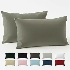 Dreamzie Kissenbezug 40 x 80 Renforcé Baumwolle (2er-Set) - Hellgrau - Dicht gew