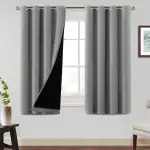 BellaHills 100% Blickdichte Vorhänge mit Ösen Gardinen 2 Stück H 145x B 140cm Verdunkelungsvorhang Taubengrau Thermovorhang Hitzeschutz, Ösenvorhang für Schlafzimmer Wohnzimmer