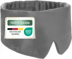 Premium Seidenschlafmaske – 100% lichtdicht – Weiche Polsterung – Hautfreundlich Augenbrille für erholsamen Schlaf – Für längeren REM-Schlaf und schnelleres Einschlafen (Grau)