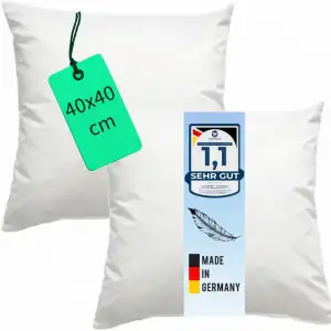 Luxusfeder 2er Sofakissen 40x40 cm Daunen Füllung 300g - Bezug 100% Baumwolle - 