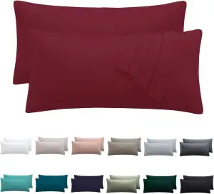 Kissenbezug 40 x 80 2er Set - kopfkissenbezug 40x80 cm Rot, 100% Mikrofaser kiss