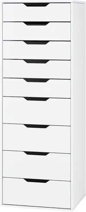 FOREHILL Kommode weiß mit 9 Schubladen, Schubladenschrank schmal, Hochkommode fü