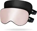 OLESILK 2er Set Verstellbare Seide Schlafmaske 100% Maulbeerseide Augenmaske zum Schlafen für Damen und Herren, Unisex Set für zu Hause oder auf Reisen, Schwarz + Pfirsischrosa