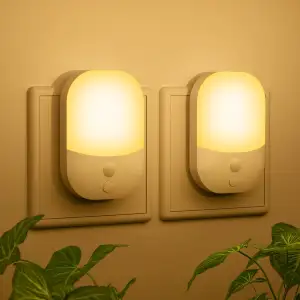 2 Stück Nachtlicht Steckdose mit Dämmerungssensor, 5 Einstellbare Helligkeitsstu