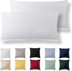 Alreya Kissenbezug 40 x 80 cm (2er Set) - Weiß - 100% Jersey Baumwolle - Kissenh