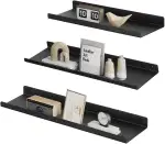 SONGMICS Wandregale aus Metall, 3er Set, Schweberegale, Industrie-Design, Wandboards, für Dekos, für Schlafzimmer, Küche, Badezimmer, Wohnzimmer, unterschiedliche Layouts, schwarz LFS12BK