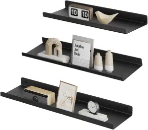 SONGMICS Wandregale aus Metall, 3er Set, Schweberegale, Industrie-Design, Wandbo