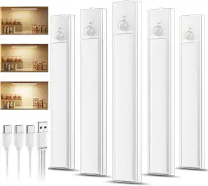 5 Pack wiederaufladbare Unterbauleuchte Küche led, 20cm Dimmbare Warme Schrankbe