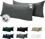 BEDELITE Kissenbezug 40 x 80 Baumwolle Grau - Kopfkissenbezug 40x80cm Anthrazit 2er Set mit extra...