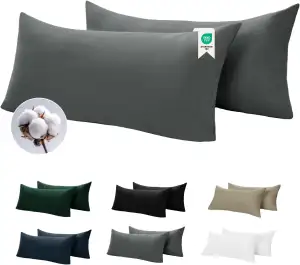 BEDELITE Kissenbezug 40 x 80 Baumwolle Grau - Kopfkissenbezug 40x80cm Anthrazit 