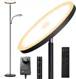 42W Stehlampe Wohnzimmer, 4200LM LED Deckenfluter mit Leselampe 2700K-6500K Stufenloses Dimmen , Fernbedienung und Touch-Steuerung, Moderne Dimmbar Standleuchte für Wohnzimmer Schlafzimmer Büro