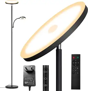 42W Stehlampe Wohnzimmer, 4200LM LED Deckenfluter mit Leselampe 2700K-6500K Stuf