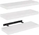STOREMIC Wandregal, Regale Weiß Wand 40cm, 3er-Set Schweberegal Weiss, Moderne dekorative Regalbrettmit sauber Verarbeitet für Schlafzimmer, Küche, Büro, Wohnzimmer usw