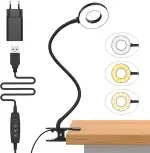 iZELL 23 LED Leselampe Bett Dimmbar -【3 Modi & 10 Helligkeitsstufen】 Augenschutz Klemmlampe mit 40cm Flexiblem Schwanenhal, Buchlampe, Schreibtischlampe mit 10W USB-Ladegerät