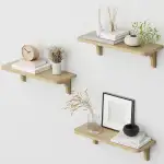 Wandregal Set 3er Holz, Schwebende Regal Wand, einfach zu montieren, Ideal Floating Wall Shelf für Küche/Wohnzimmer/Schlafzimmer/Bad, Perfekt Hängeregal für Bücher, Pflanzen & Deko, Braun