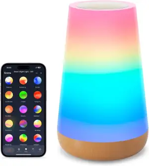 Auxmir Smart Nachttischlampe Nachtlicht Touch Dimmbar RGBICWW, WLAN Tischlampe A