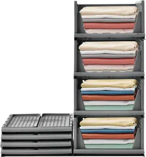 RMAN Schubladenbox 4er Set Kleiderschrank Organizer Stapelbare Schrank Regal Auf