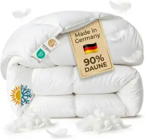 Daunendecke 155x220 90% Daunen- Made in Germany | Bettdecke 155x220 Warm, Leicht