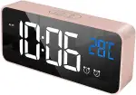 Wecker Digital mit Große LED Temperaturanzeige, Digitaler Wecker mit Dual Alarm, Snooze, 4 Stufen Einstellbarer Helligkeitsdimmer und 10 Musik für Nachttisch Schlafzimmer