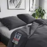 Wolkenfeld Bettwäsche 155x200 Baumwolle – Set mit Kissenbezug 80x80 – Atmungsaktiv, Hautfreundlich & Pflegeleicht – Ganzjahres-Bettwäsche mit Reißverschluss, Oeko-TEX – Grau Anthrazit