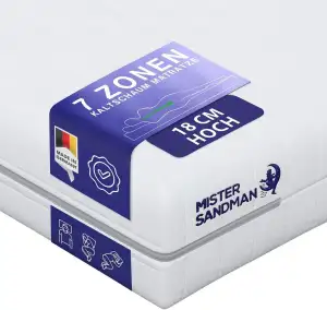 Mister Sandman Kaltschaummatratze 80x190 cm, H3, 18 cm Höhe, Orthopädische 7-Zon