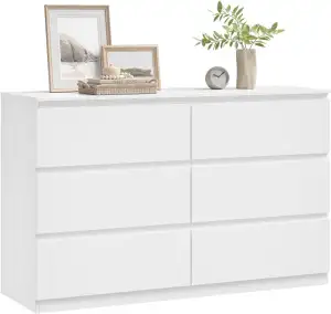WOLTU Kommode weiß, mit 6 Schubladen, Moderner Schubladenschrank, für Wohnzimmer