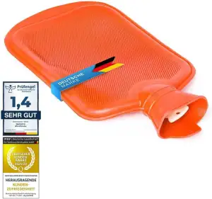 Snoozy® Wärmflasche mit weichen und kuschligen Bezug XXL mit 2 Liter Volumen für langanhaltende Wärme; 100% Naturkautschuk (ohne Bezug)