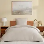 DAPU Leinen Bettwäsche, 100% Reiner französischer Flachs Atmungsaktives Bettwäsche Set 135×200cm+1 80×80cm mit Öko-Tex 100 Standard, Weiches Stone-Washed Bettbezug mit Reißenverschluss, Beige