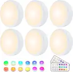 HELPLEX Unterbauleuchten, 6 RGBW Kabellose Schrankbeleuchtung RGBW 16 Farben LED Nachtlicht mit F...