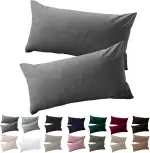 Soifox Kissenbezug 40 x 80 2er Set - Kopfkissenbezug 40x80 Anthrazit 100% Mikrofaser bügelfrei & ...