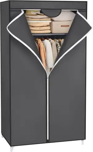 SONGMICS Kleiderschrank aus Stoff, zusammenklappbar, mit Kleiderstange, einfache