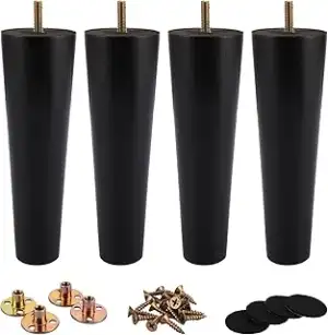 4 Stück Möbelfüße schwarz, 20cm Möbelfüße Holz Tischbeine, Bettfüße Sofafüße Hol