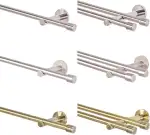 MDEKOR Gardinenstange 2 läufig 600 cm lang Edelstahl- Look Gardinenstangenset aus Metall Vorhangstange doppelläufig Gardinenstangen Wandbefestigung