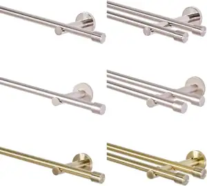 MDEKOR Gardinenstange 2 läufig 600 cm lang Edelstahl- Look Gardinenstangenset au