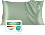 Premium Seidenkissenbezug – 100 % Maulbeerseide 22 Momme | Verstärkte Nähte | Oeko-TEX Zertifiziert* | Anti-Frizz & Faltenreduzierung | hypoallergen & hautfreundlich (Grün, 50x70 cm)